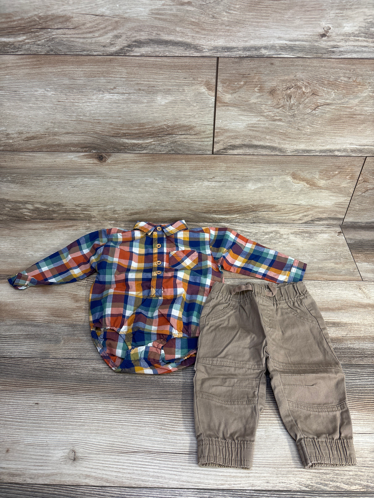 Mick Mack 2pc Plaid Romper & Pants Set Multicolored sz 3-6m