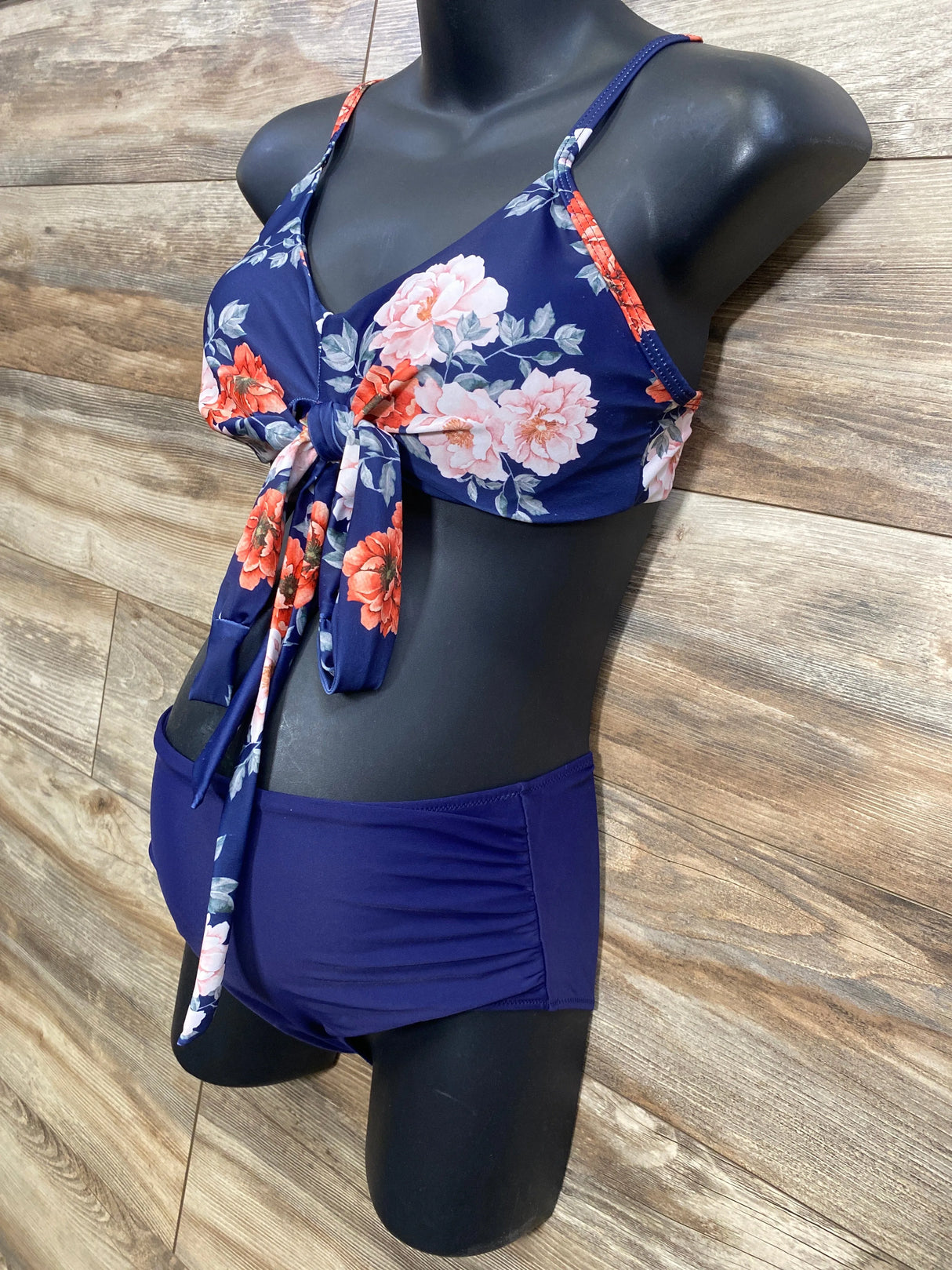 2pc Floral Swimsuit Set Navy sz Medium