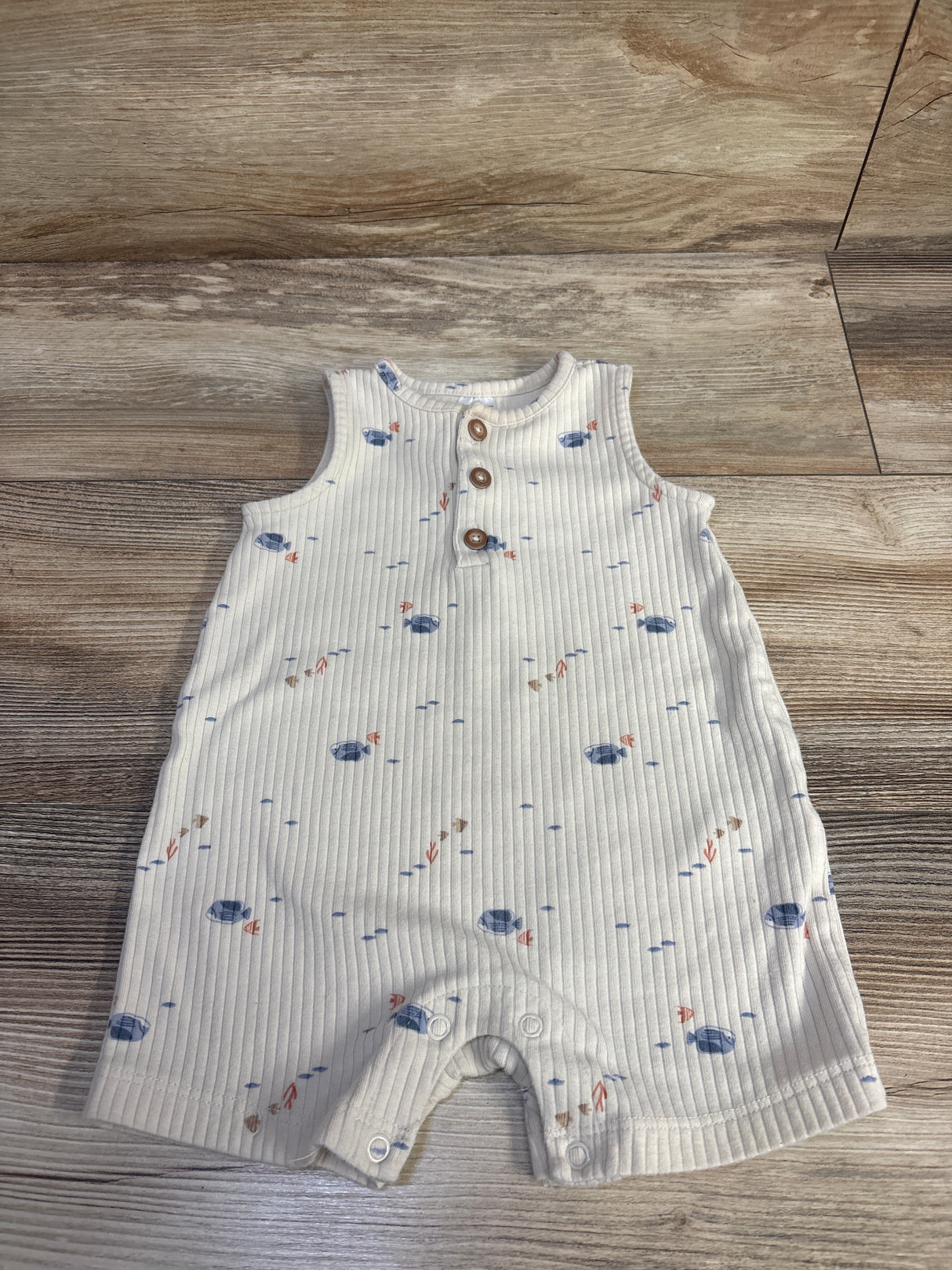 Just One You Ribbed Henley Shortie Romper Beige sz 12m