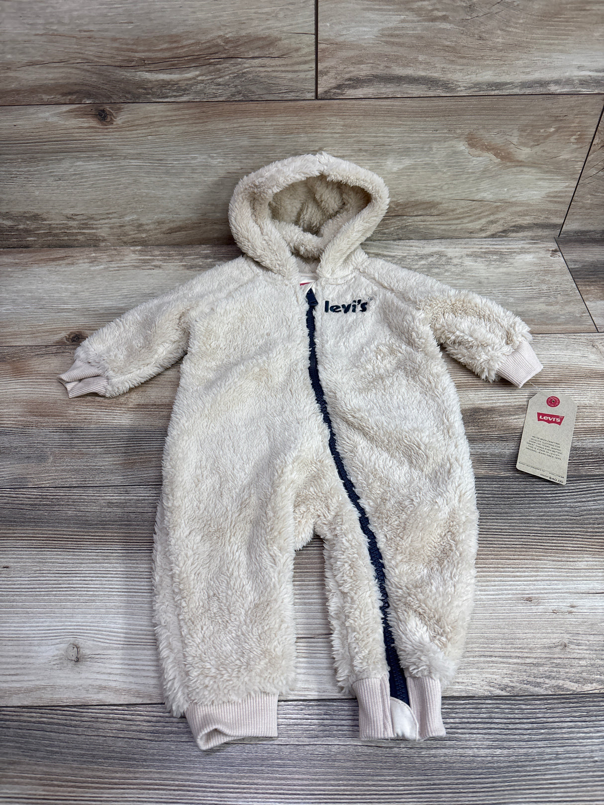 NEW Levi's Plush Hooded Coverall Beige sz 6m
