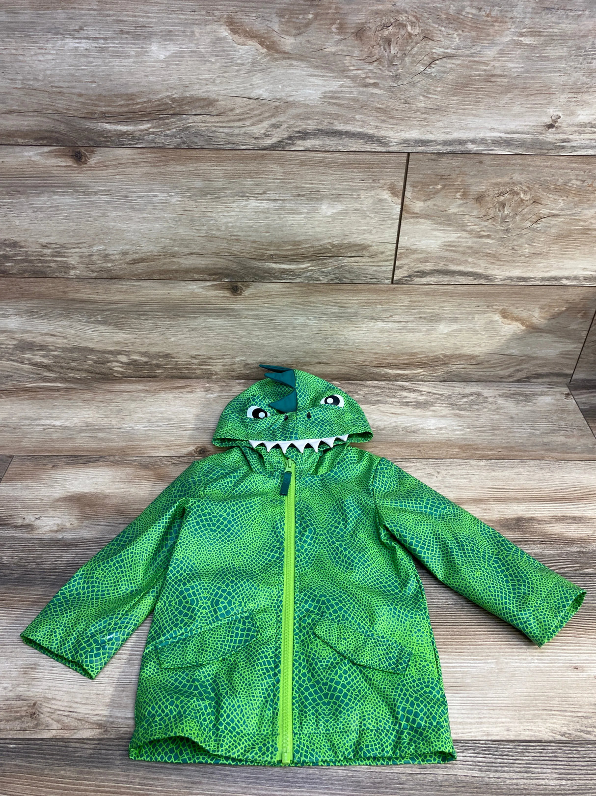 Cat & Jack Lined Dinosaur Rain Jacket Green sz 18m