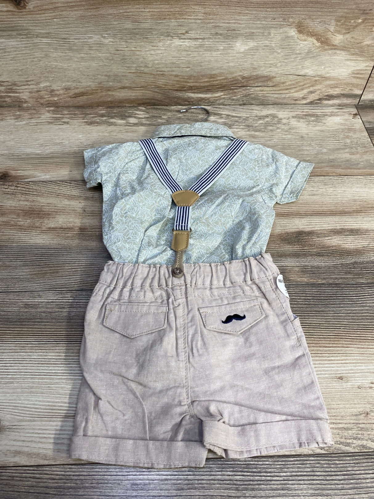 NEW Little Gent 4pc Suspender Short Set Green sz 3-6m - Me n Mommy To Be