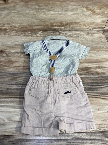 NEW Little Gent 4pc Suspender Short Set Green sz 3-6m - Me n Mommy To Be