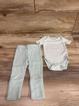 Little Me 2pc Striped Bodysuit & pants Set Mint Green sz 3m