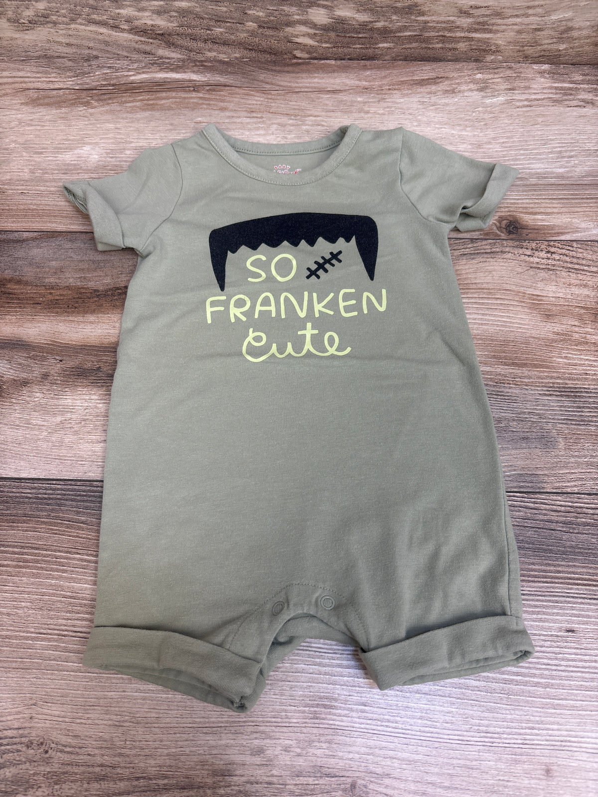 Cat & Jack 2So Franken Cute Shortie Romper Green sz 3-6m