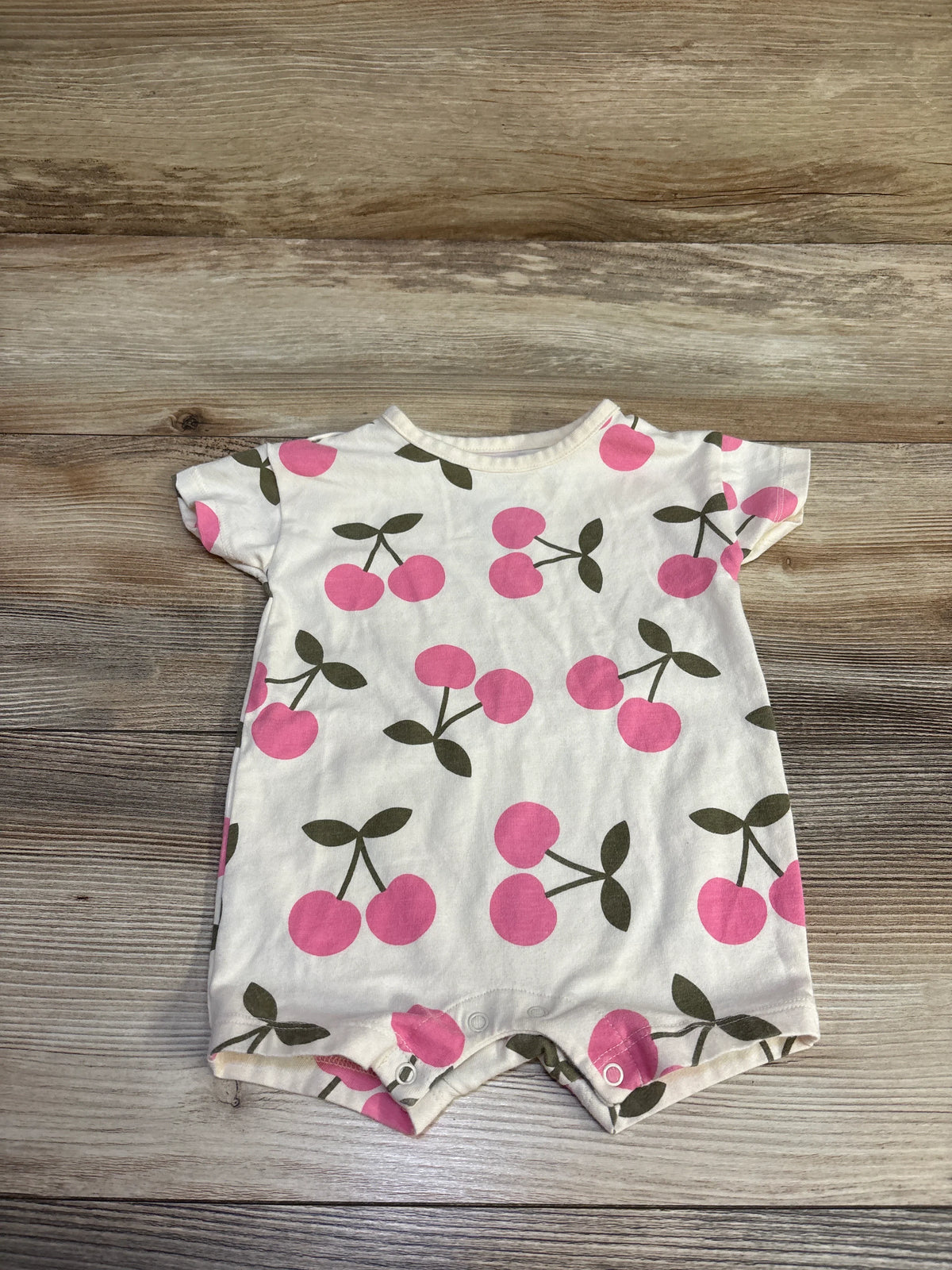 Cat & Jack Cherry Print Shortie Romper Ivory sz 0-3m
