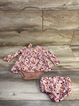 Nicole Miller 2pc Floral Bodysuit Dress & Bloomers Set Pink sz 18m