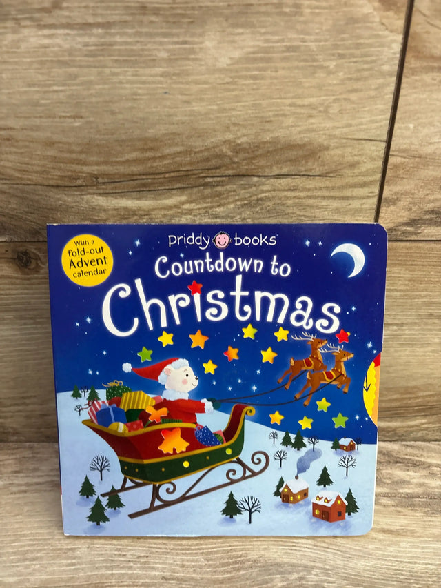 Priddy Books Countdown to Christmas board book with fold-out Advent calendar, festive sleigh and reindeer illustration
