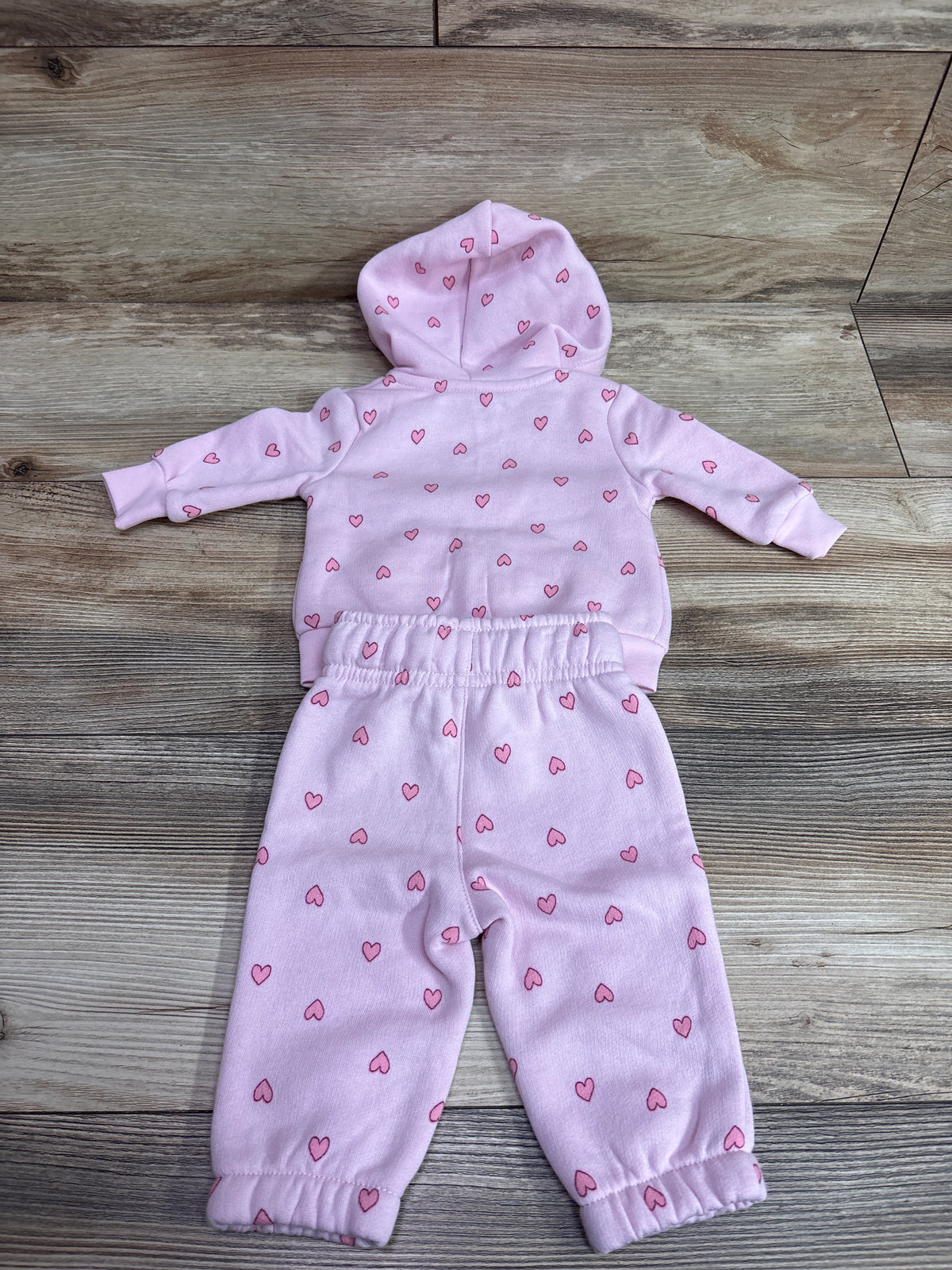 Okie Dokie 2pc Heart Print Zip-Up Jacket & Joggers Set Pink sz Newborn