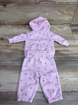 Okie Dokie 2pc Heart Print Zip-Up Jacket & Joggers Set Pink sz Newborn