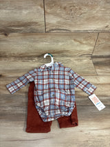 Baby boy plaid bodysuit with brown corduroy pants, Carter's 3 months, resale, gently used
