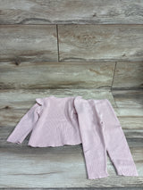 H&M 2pc Rib-Knit Ruffle Long Sleeve Shirt & Pants Set Pink sz 12m