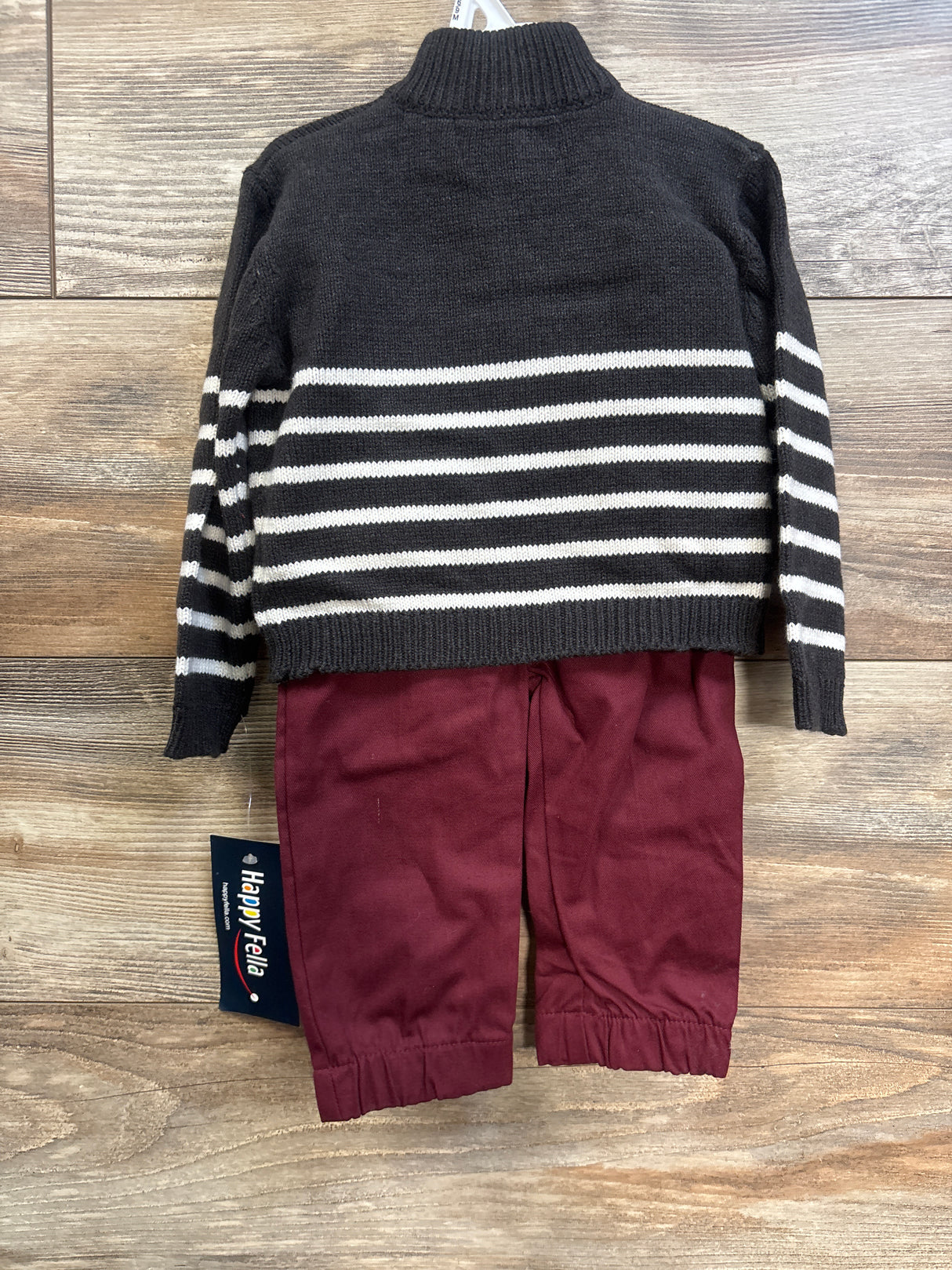 NEW Happy Hella 2pc Quarter-Zip Sweater & Pants Set Grey sz 6/9m