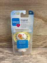 NEW MAM Original 2pk Pacifiers, Yellow/Cream 16m+