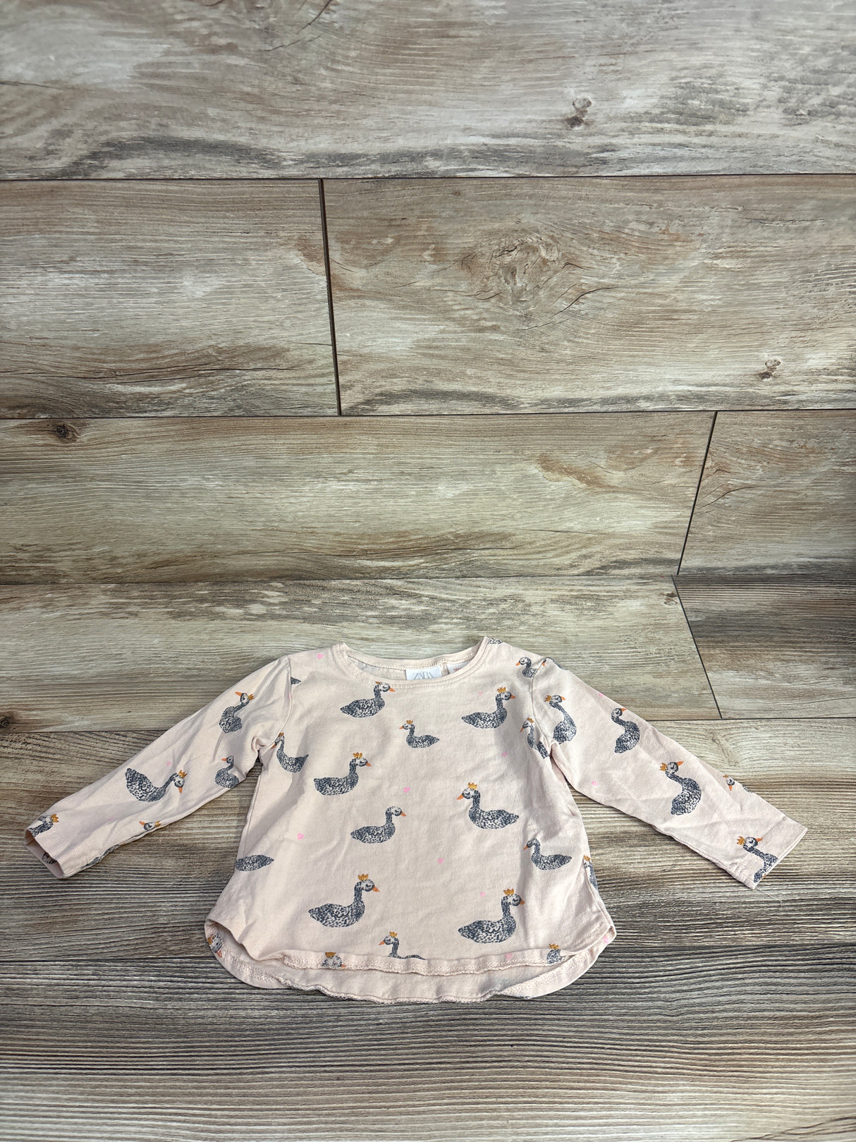 Zara Swan Print Shirt Pink sz 9-12m