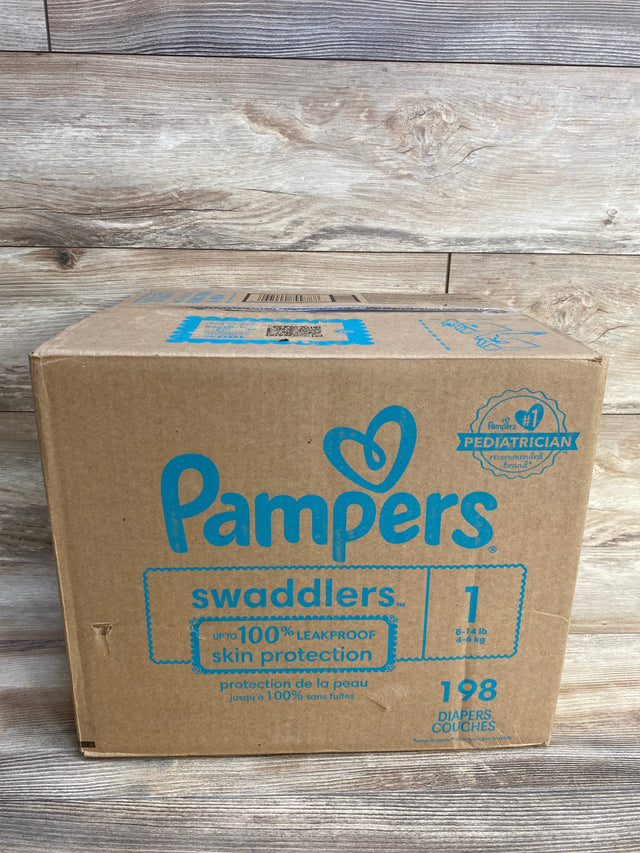 NEW Box of Pampers Swaddlers Diapers, 198 Ct. Size 1 - Me n Mommy To Be