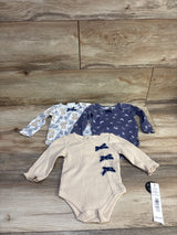 NEW Nicole Miller 3pk Long Sleeve Bodysuit Set Blue sz 0/3m