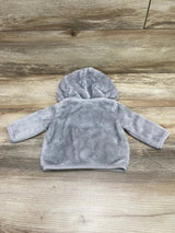 Cat & Jack Bear Fleece Full Zip Hoodie Grey sz 0-3m