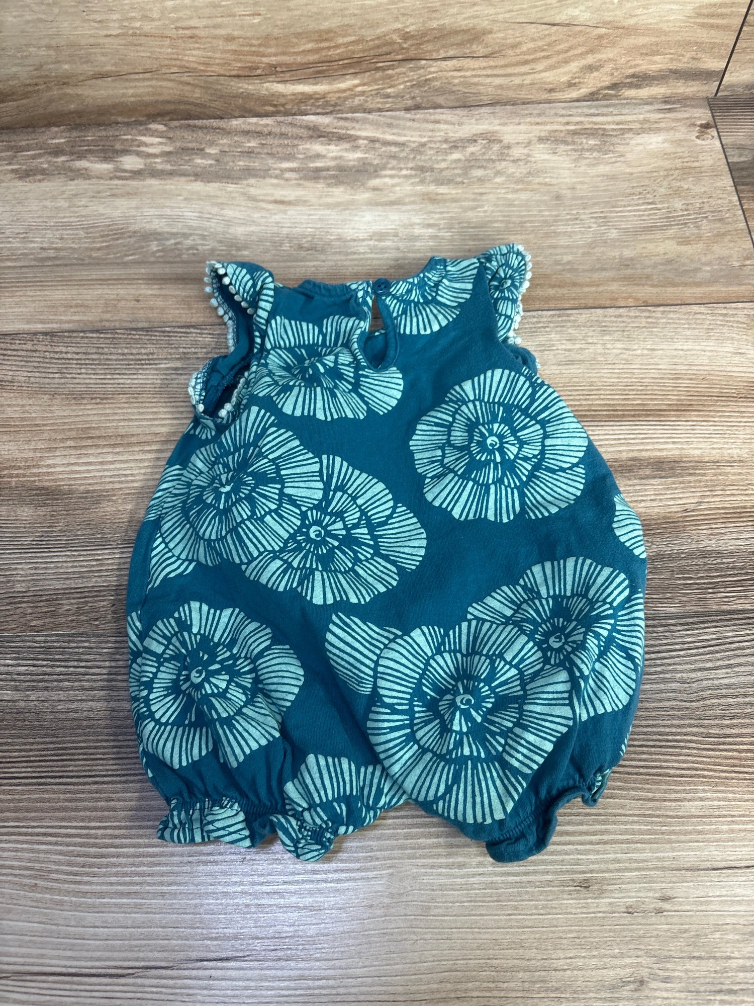 Carter's Floral Flutter Sleeve Shortie Romper Teal sz 3m