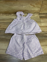 Carter's 2pc Gingham Sleeveless Top & Shorts Set Purple sz 3T