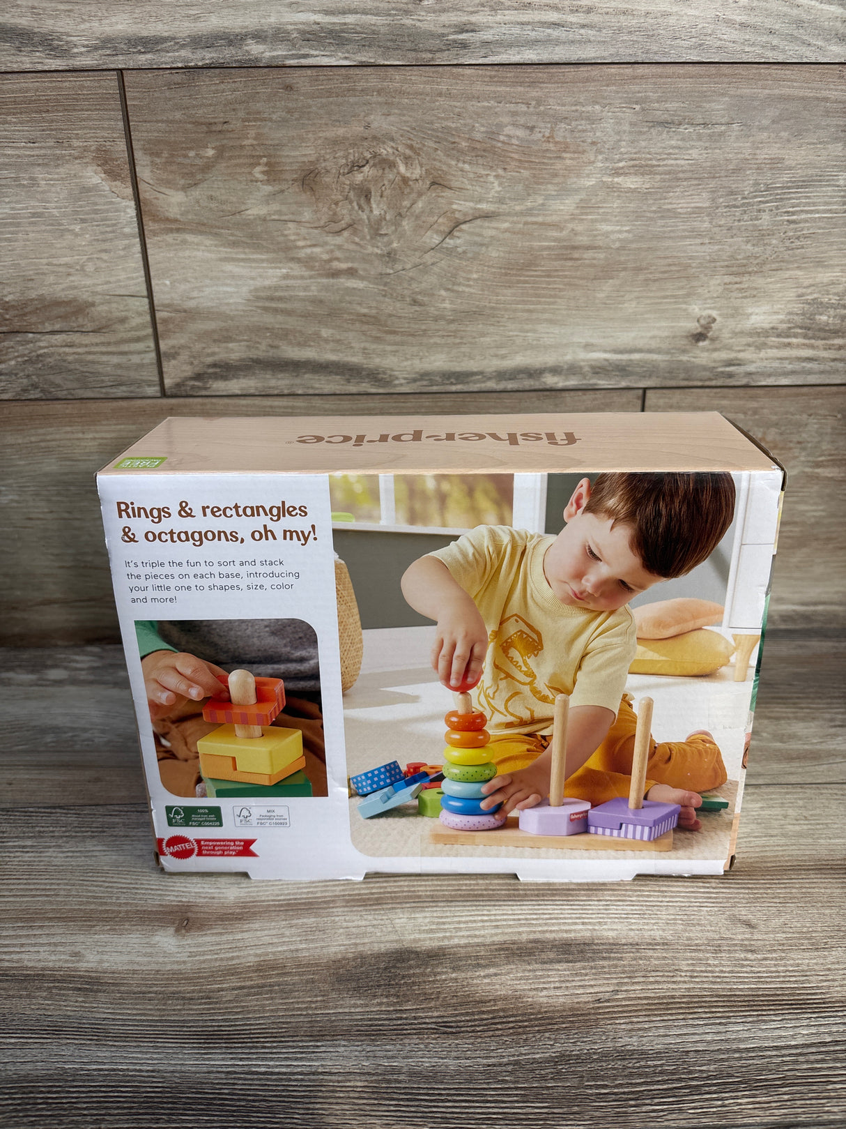 NEW Fisher Price Wooden Stacking Shape Sorter 26pc