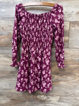 Btween Floral Long Sleeve Smocked Dress Maroon sz 5T