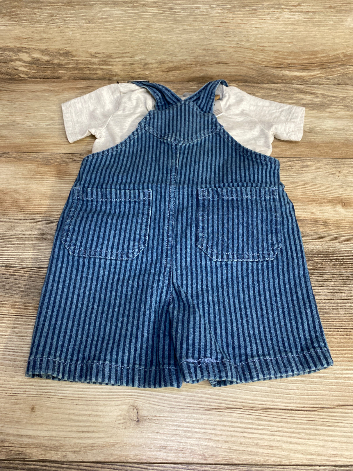 Mario Lopez 2pc Shirt & Striped Shortalls Gray sz 24m