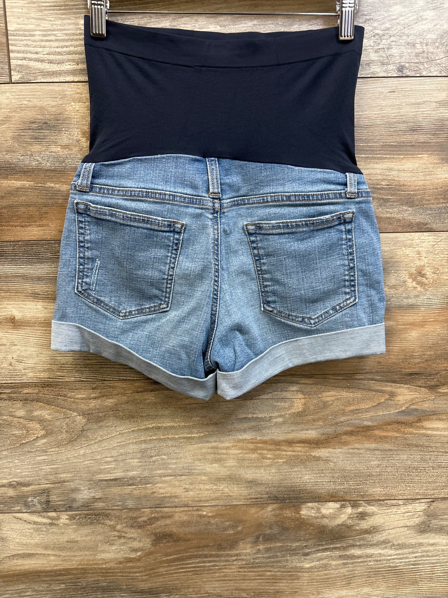 a:glow Maternity Full Panel Denim Shorts Blue sz Small (2)