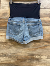 a:glow Maternity Full Panel Denim Shorts Blue sz Small (2)