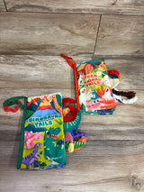 HahaLand 2pk Baby First Cloth Books Dinosaur Tails & Farm Animal Tails