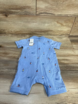 NEW Purebaby Embroidered Polo Romper Blue sz 6-12m