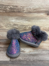 Glitter Faux Fur Ankle Boots Grey sz 5c