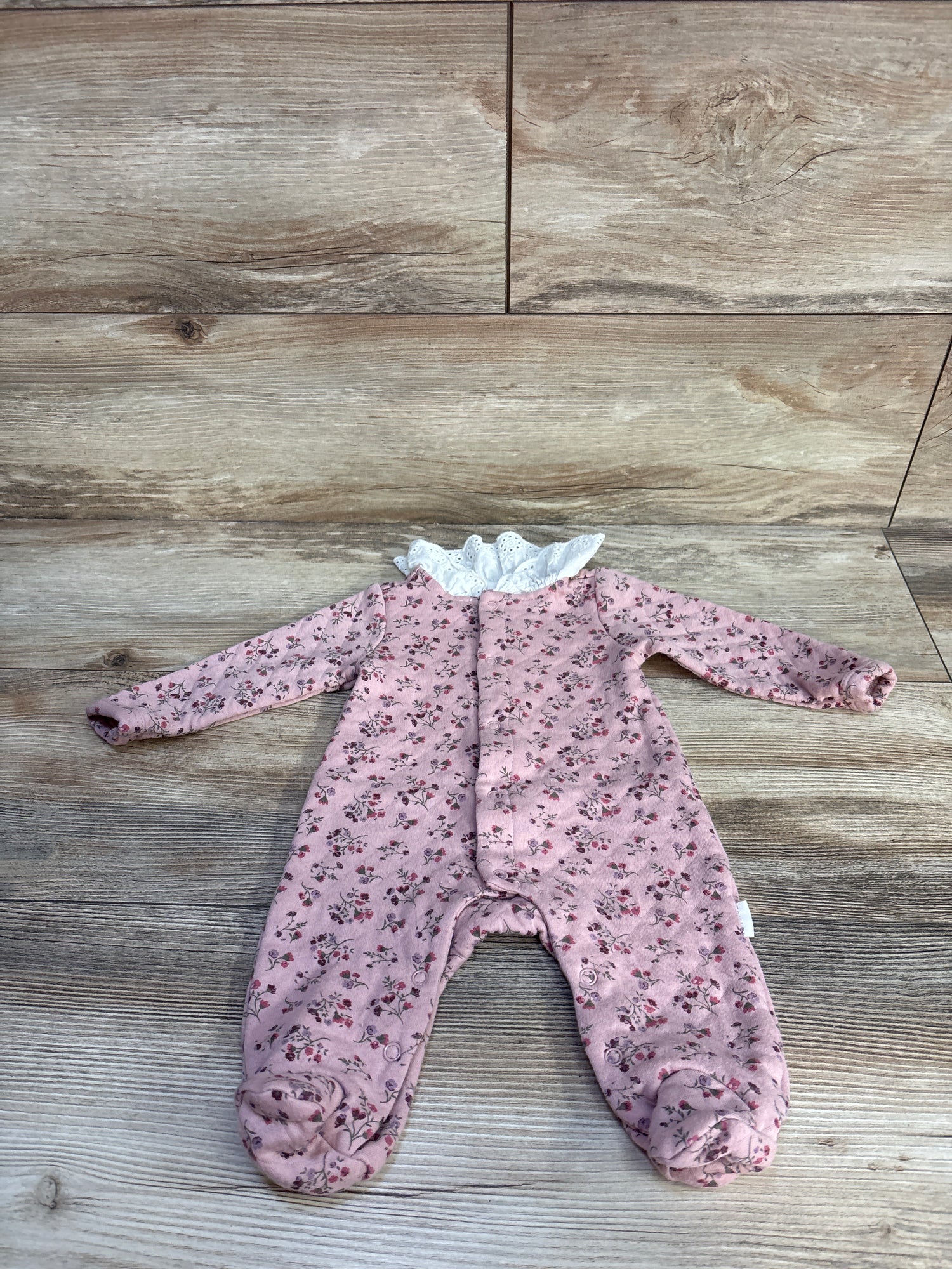 Tahari Baby Floral Quilted Footed Coverall Pink sz 0-3m