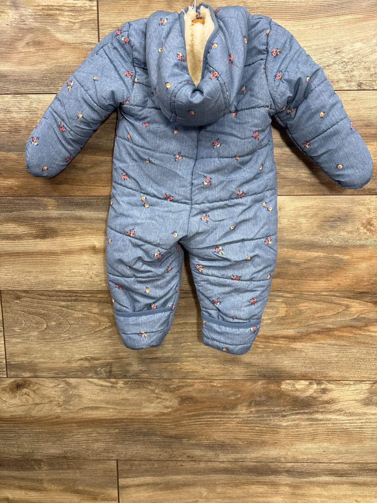 OshKosh Floral Plush Lined Bunting Blue sz 6-9m