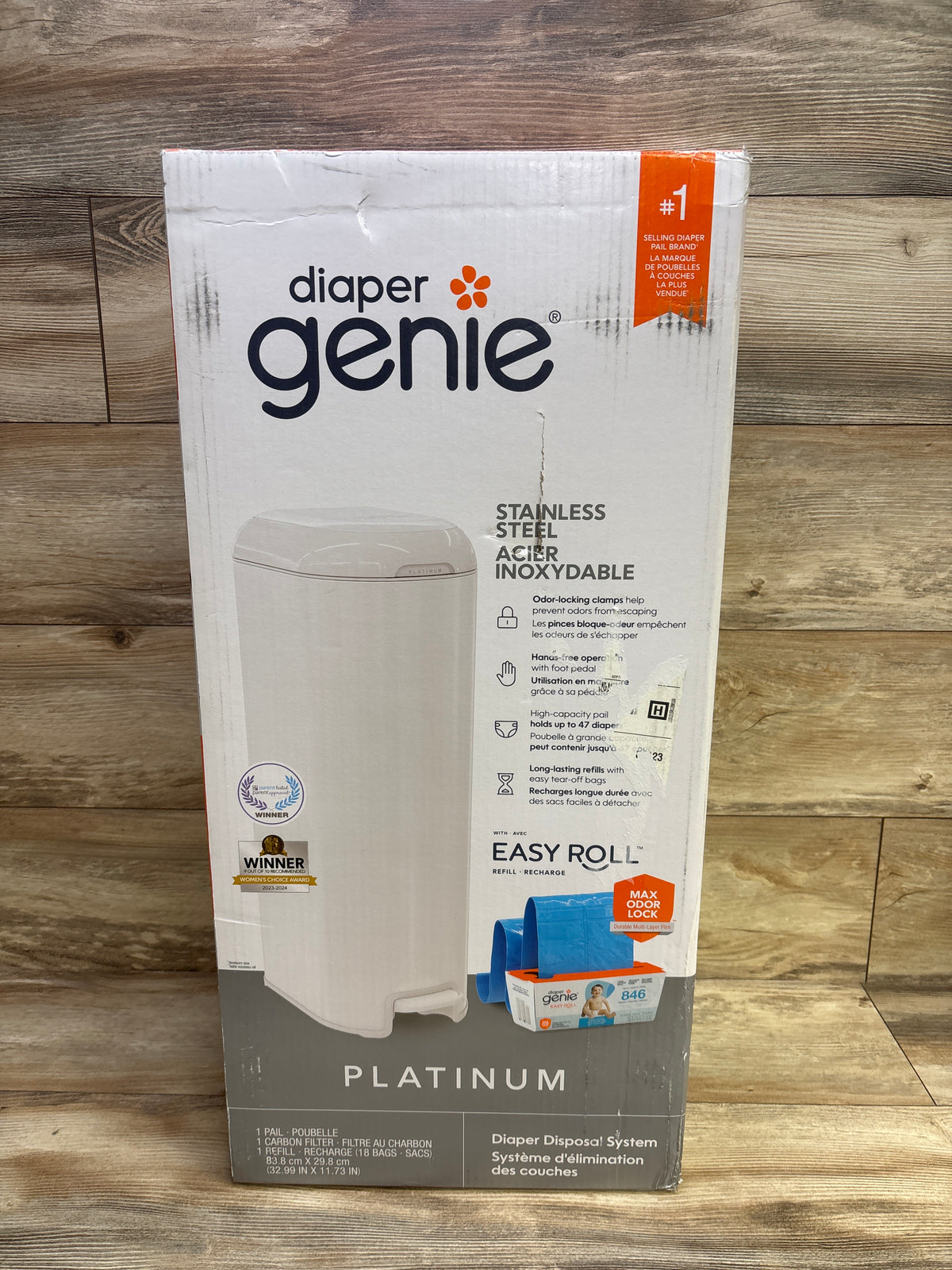 NEW Diaper Genie Platinum Pail - White