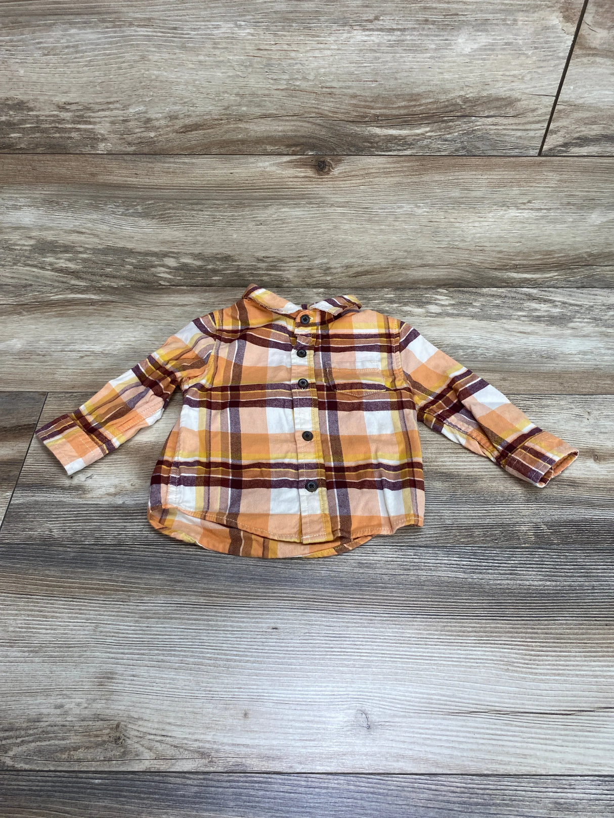 Cat & Jack Plaid Flannel Shirt Orange sz 12m