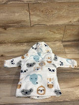 Animal Print Hooded Plush Bath Robe White sz 0-9m