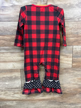 Buffalo Plaid Red Nose Reindeer Coverall Red sz 12-18m