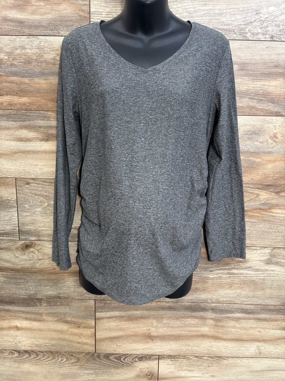 Time & Tru Long Sleeve Ruched Maternity Shirt Grey sz Medium