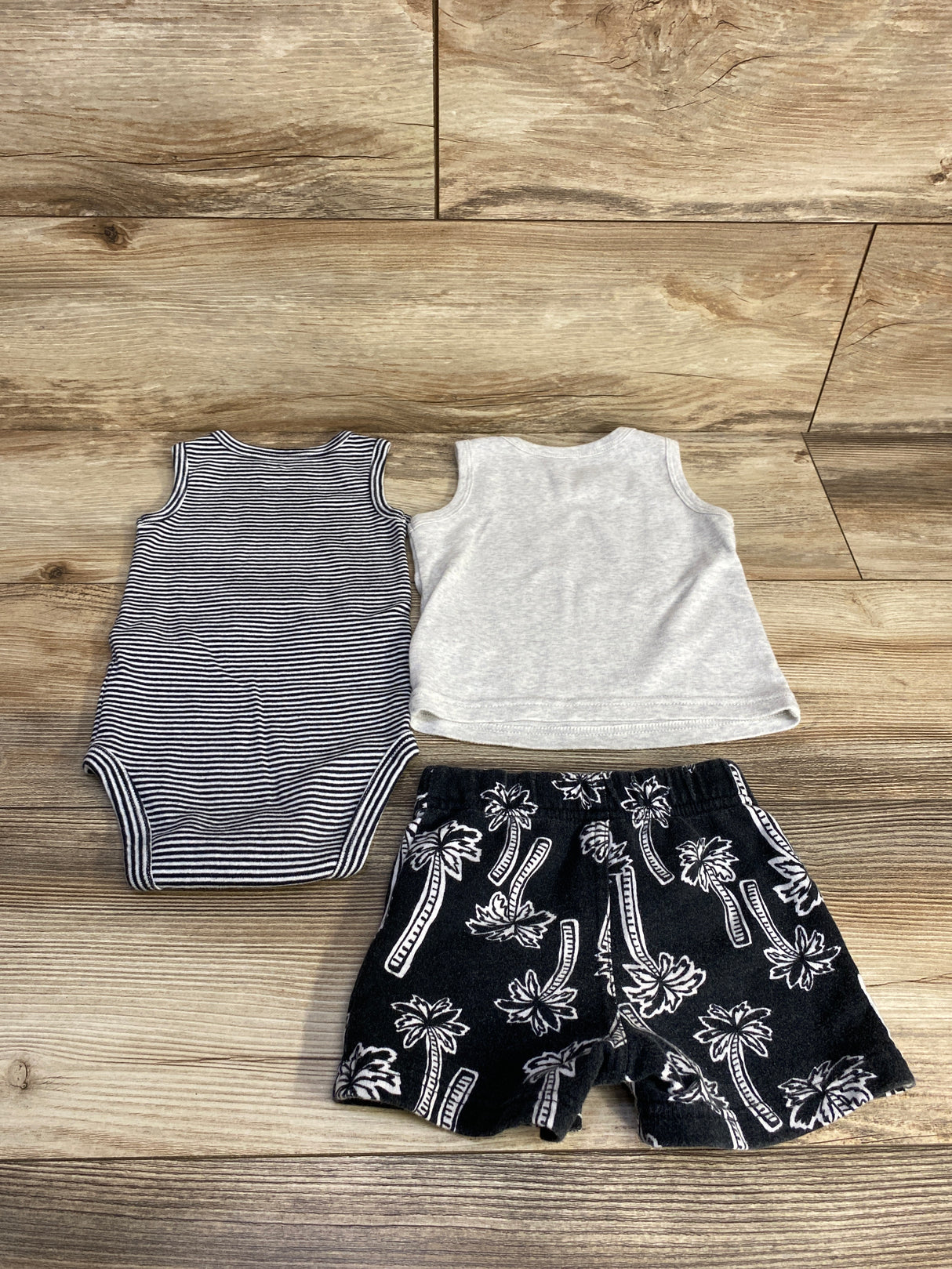 Just One You 3pc Fun In The Sun Tank Top & Short Set Grey sz 12m