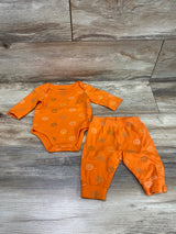 First Impressions 2pc Smiley Face Bodysuit & Pants Orange sz 0-3m