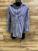 A Pea In The Pod Maternity Long Sleeve Tunic Blouse Blue sz XS