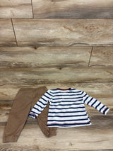 Stitch & Stone 2pc Long Sleeve Striped Shirt & Pants Set White sz 2T