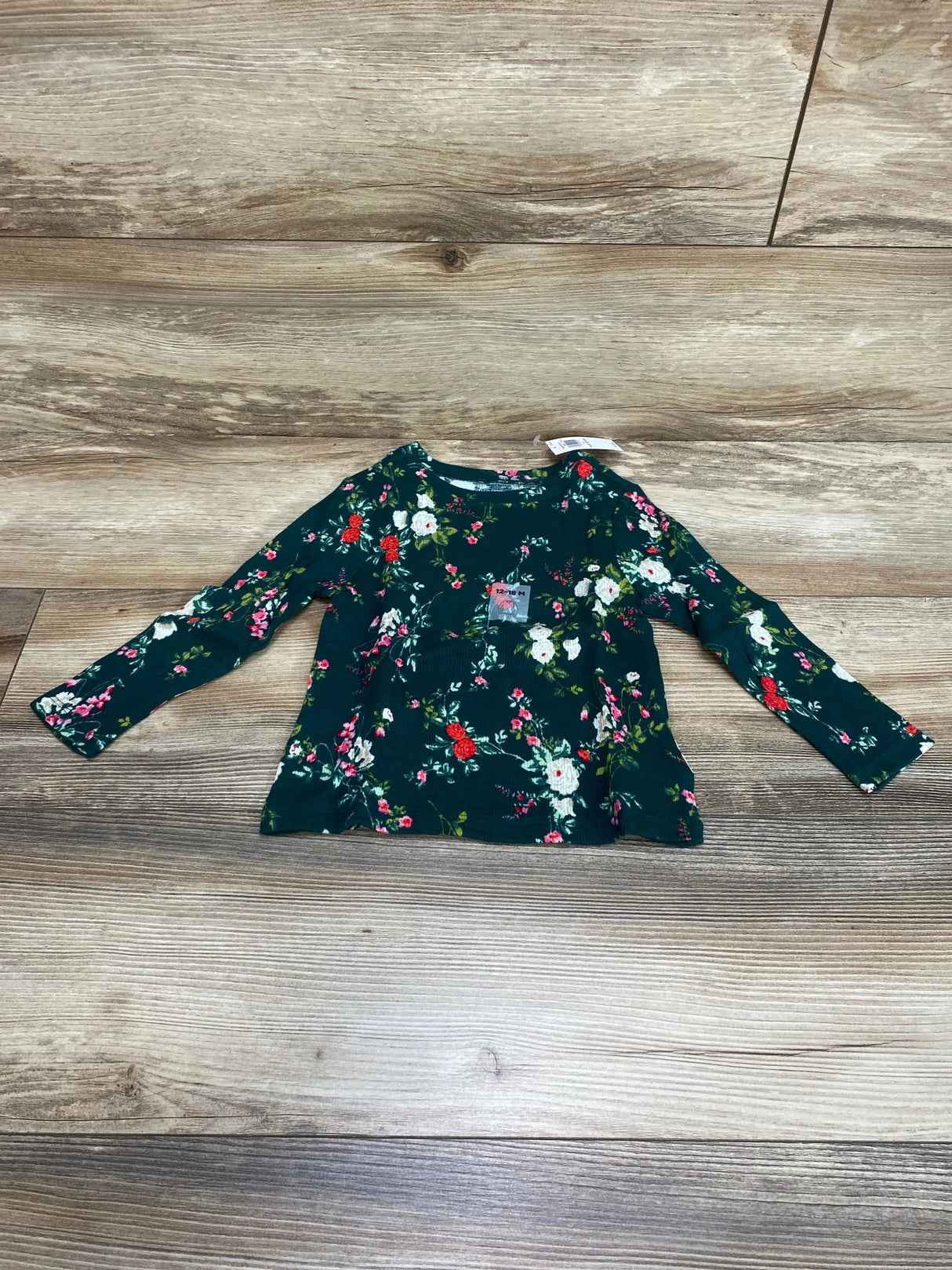 NEW Old Navy Floral Print Green Shirt sz 12-18m