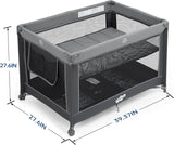 NEW Pamo Babe Just Right Foldable Playard with Bassinet & Toy Bar