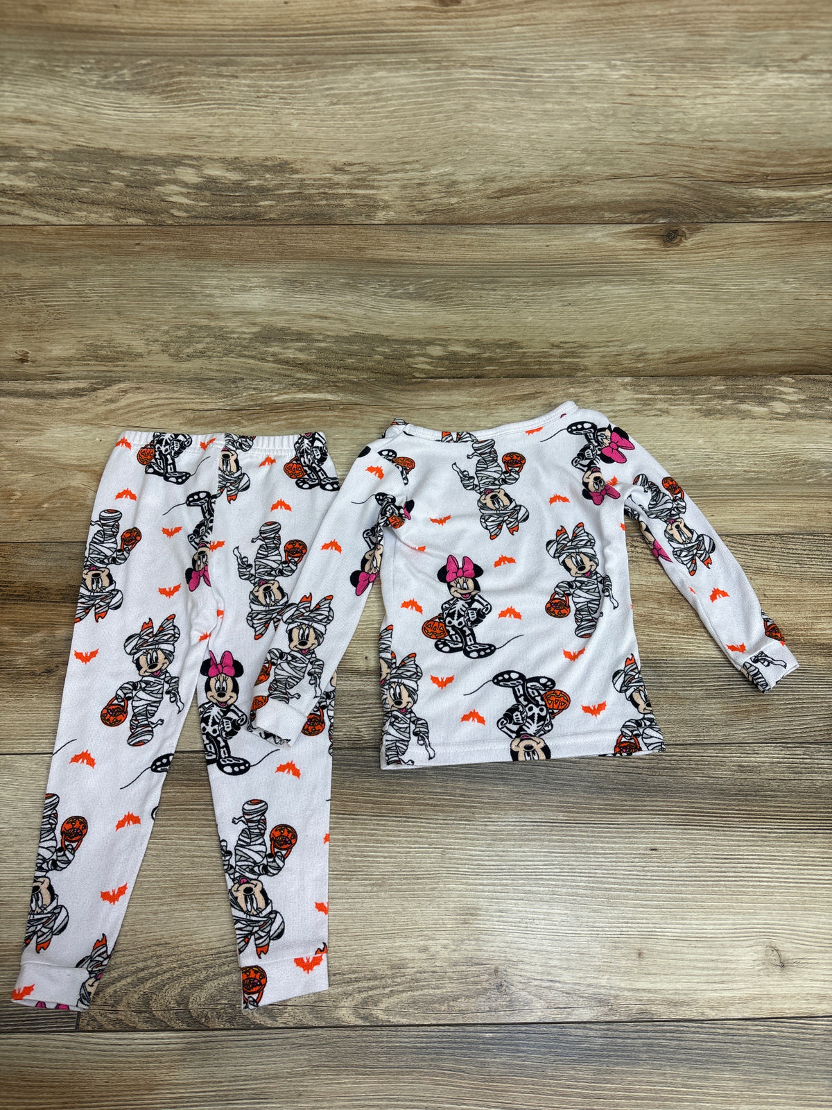 Disney 2pc Minnie Mouse Halloween Pajama Set White sz 2T