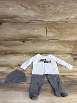 Nike 3pc Shirt, Footed Bottoms, & Hat Set White sz 6m