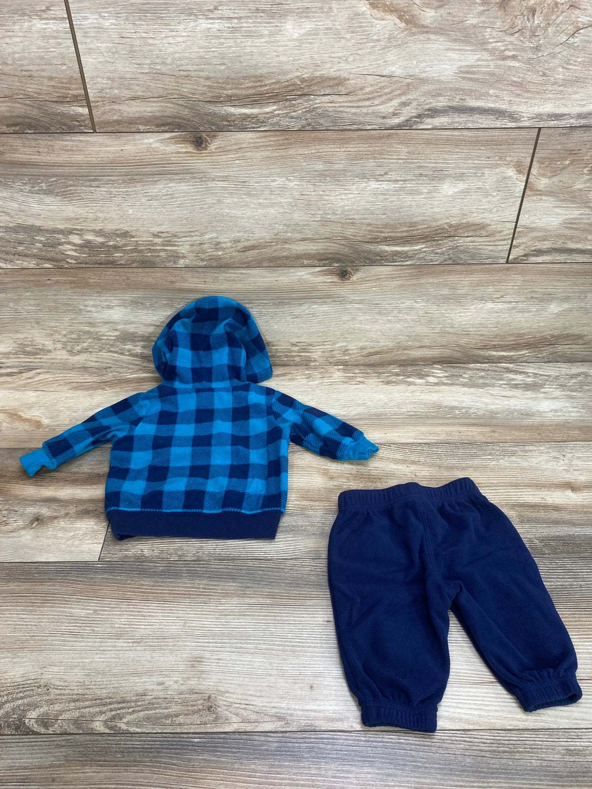 Carter's 2pc Plaid Fleece Hoodie & Pants Blue sz 3m