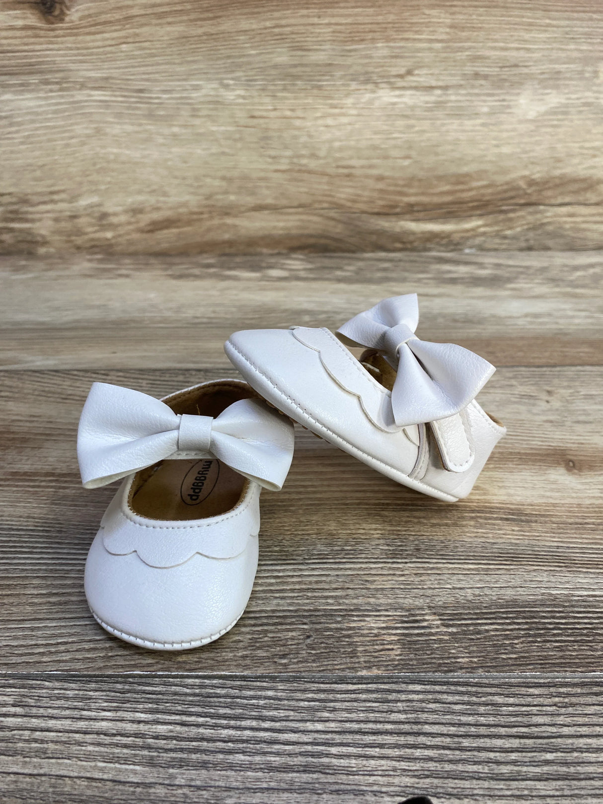 myggpp Mary Jane Flats with Bow White sz 0-6m