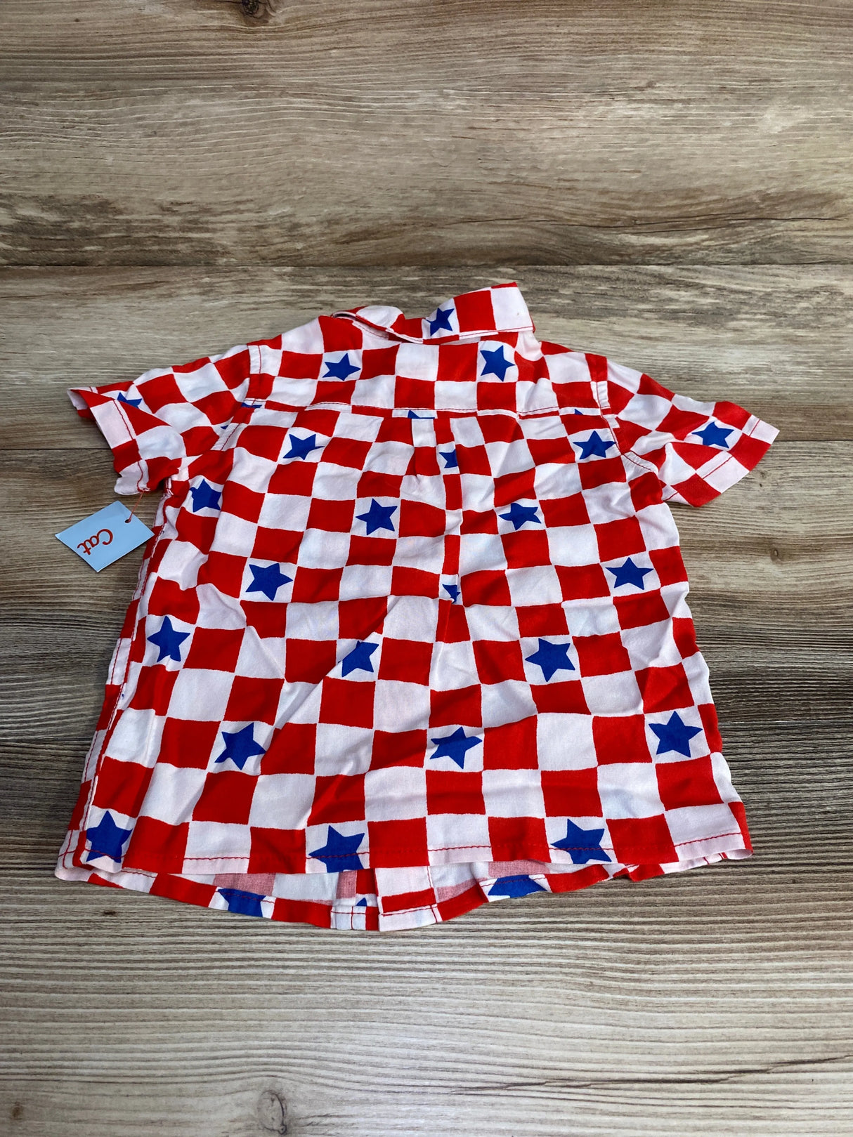 NEW Cat & Jack Checkered Button-Up Shirt Red sz 18m